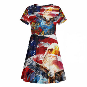 Montford Point Marines Kid Short Sleeve Dress African American Eagle Anchor Tribute - African Pride