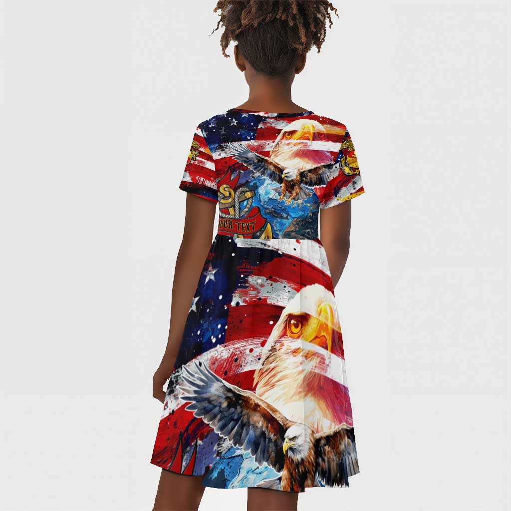 Montford Point Marines Kid Short Sleeve Dress African American Eagle Anchor Tribute - African Pride