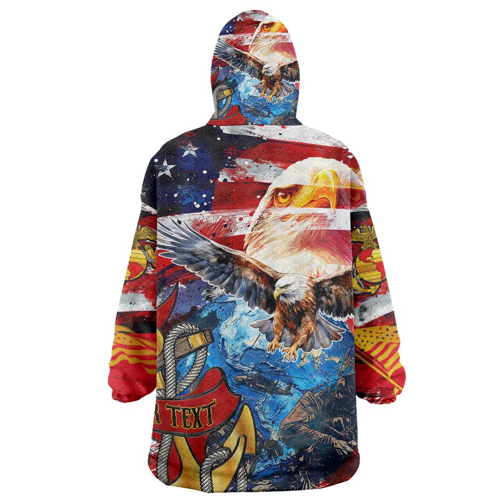 Montford Point Marines Kid Wearable Blanket Hoodie African American Eagle Anchor Tribute - African Pride