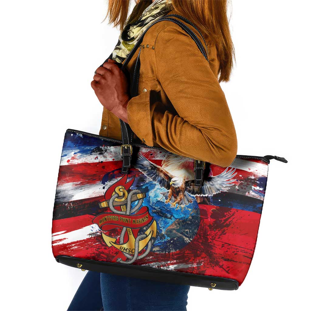 Montford Point Marines Leather Tote Bag African American Eagle Anchor Tribute - African Pride