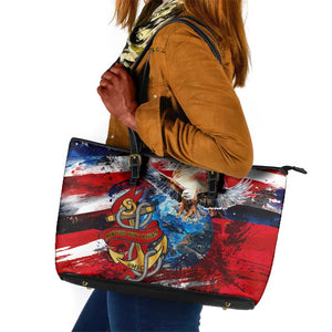 Montford Point Marines Leather Tote Bag African American Eagle Anchor Tribute - African Pride