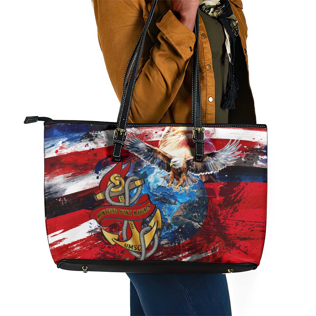 Montford Point Marines Leather Tote Bag African American Eagle Anchor Tribute - African Pride