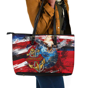Montford Point Marines Leather Tote Bag African American Eagle Anchor Tribute - African Pride