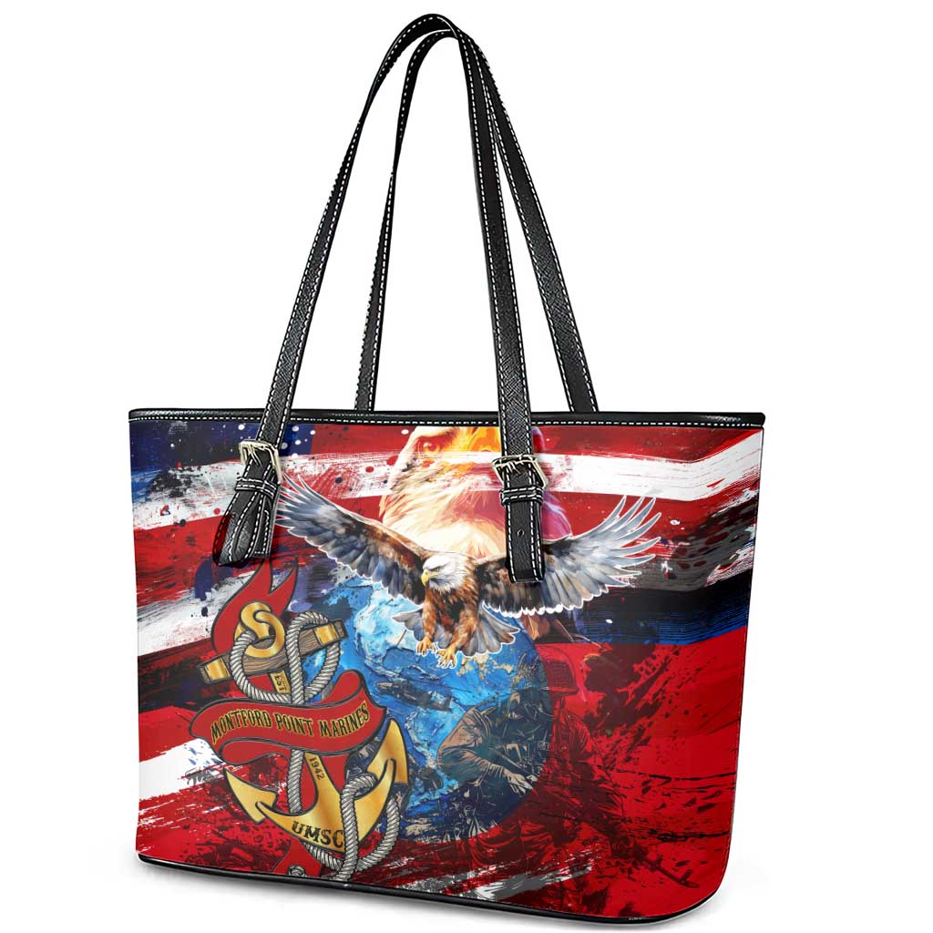 Montford Point Marines Leather Tote Bag African American Eagle Anchor Tribute - African Pride