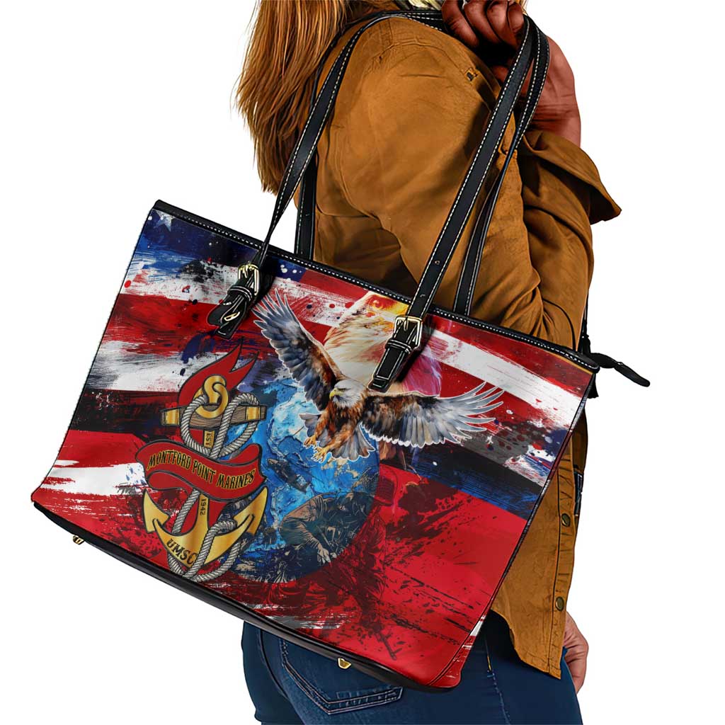 Montford Point Marines Leather Tote Bag African American Eagle Anchor Tribute - African Pride