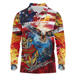 Montford Point Marines Long Sleeve Polo Shirt African American Eagle Anchor Tribute - African Pride