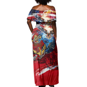 Montford Point Marines Off Shoulder Maxi Dress African American Eagle Anchor Tribute - African Pride