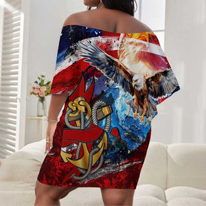 Montford Point Marines Off Shoulder Short Dress African American Eagle Anchor Tribute - African Pride