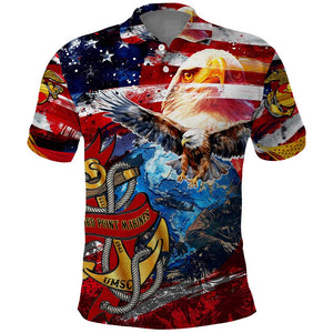 Montford Point Marines Polo Shirt African American Eagle Anchor Tribute - African Pride