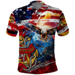 Montford Point Marines Polo Shirt African American Eagle Anchor Tribute - African Pride