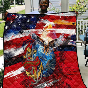 Montford Point Marines Quilt African American Eagle Anchor Tribute - African Pride