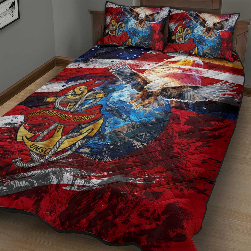 Montford Point Marines Quilt Bed Set African American Eagle Anchor Tribute - African Pride
