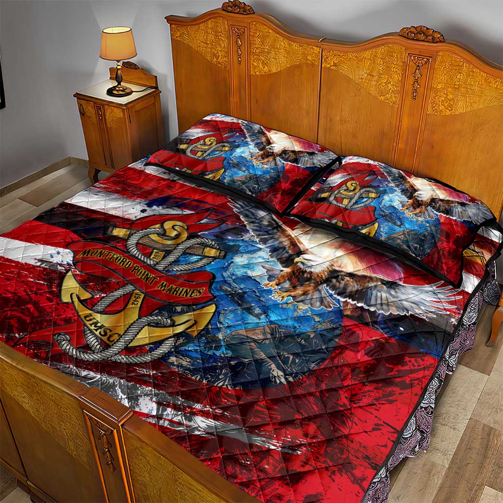 Montford Point Marines Quilt Bed Set African American Eagle Anchor Tribute - African Pride