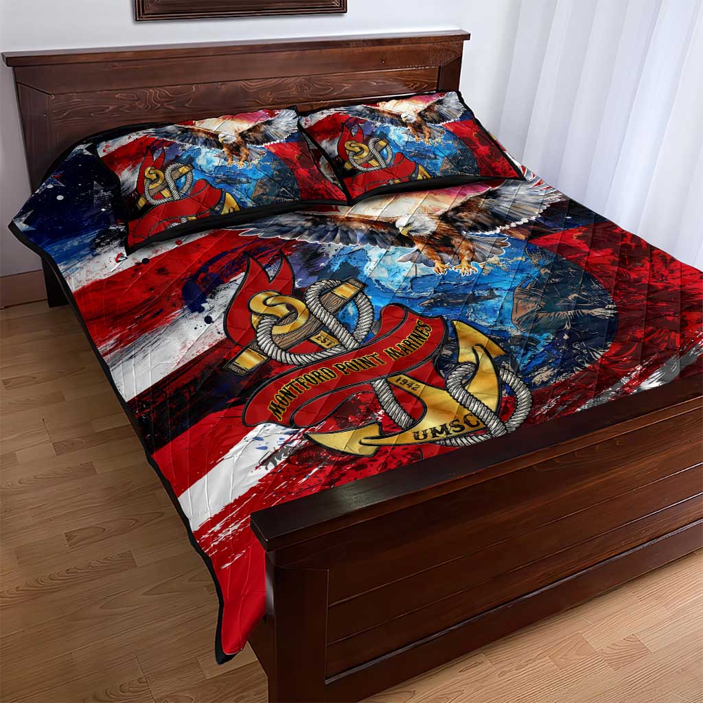 Montford Point Marines Quilt Bed Set African American Eagle Anchor Tribute - African Pride
