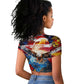 Montford Point Marines Raglan Cropped T shirt African American Eagle Anchor Tribute - African Pride