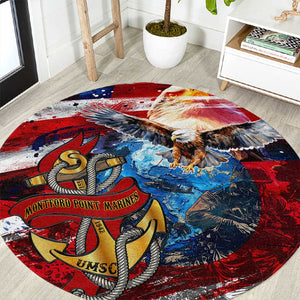Montford Point Marines Round Carpet African American Eagle Anchor Tribute - African Pride