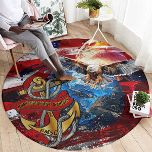 Montford Point Marines Round Carpet African American Eagle Anchor Tribute - African Pride
