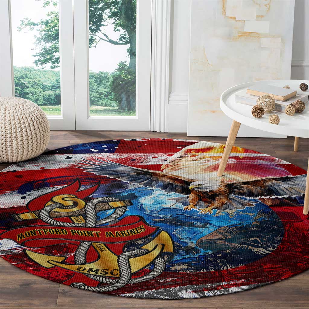 Montford Point Marines Round Carpet African American Eagle Anchor Tribute - African Pride