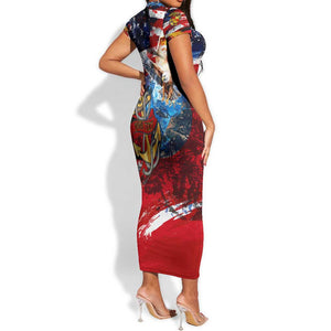 Montford Point Marines Short Sleeve Bodycon Dress African American Eagle Anchor Tribute - African Pride