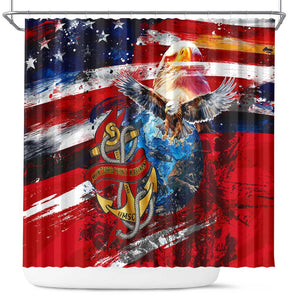 Montford Point Marines Shower Curtain African American Eagle Anchor Tribute - African Pride