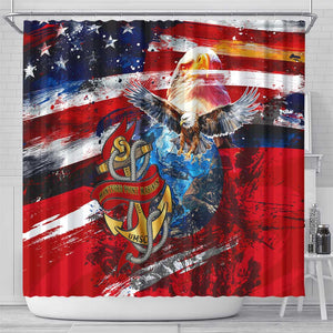 Montford Point Marines Shower Curtain African American Eagle Anchor Tribute - African Pride