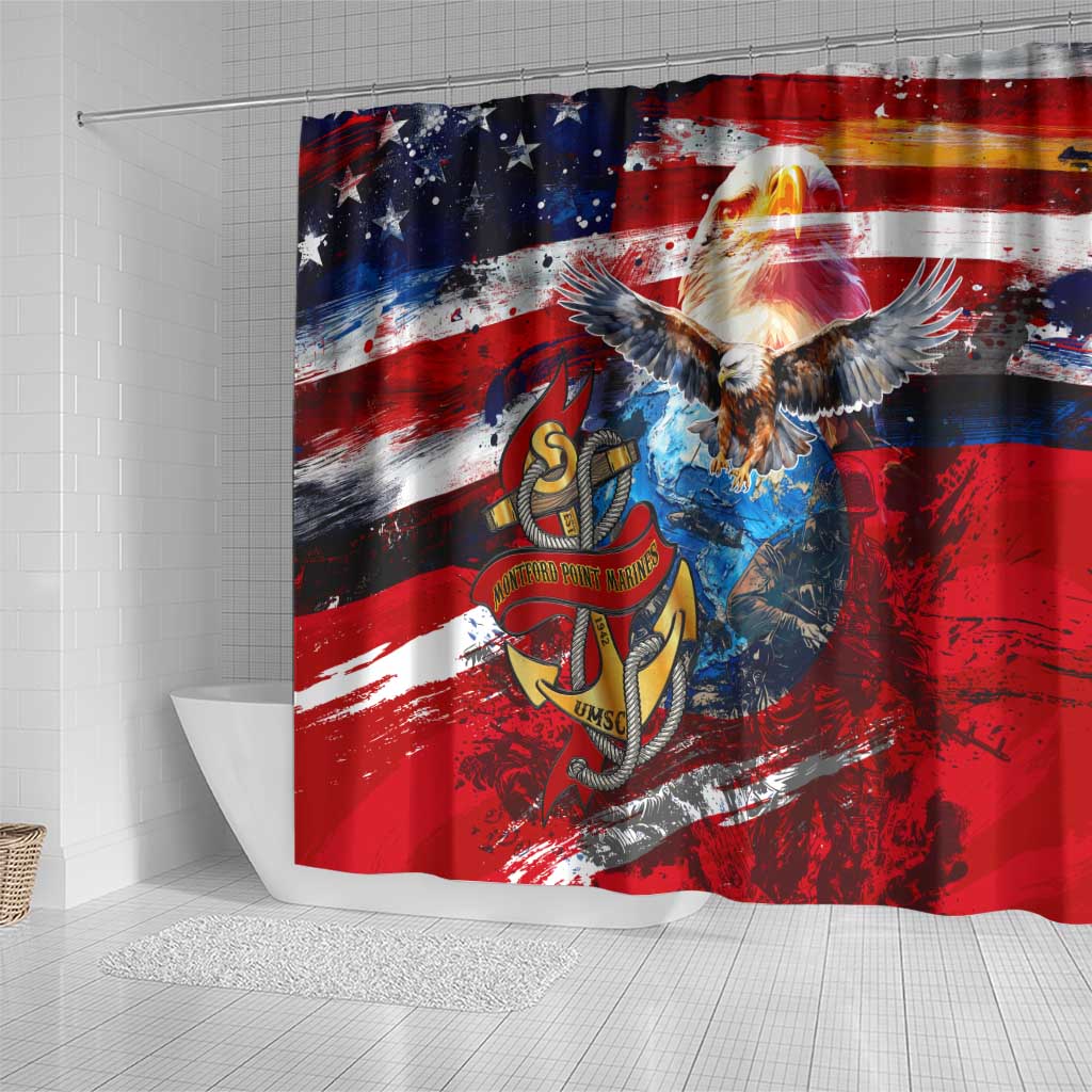Montford Point Marines Shower Curtain African American Eagle Anchor Tribute - African Pride