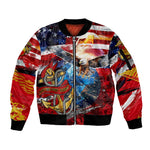 Montford Point Marines Sleeve Zip Bomber Jacket African American Eagle Anchor Tribute - African Pride