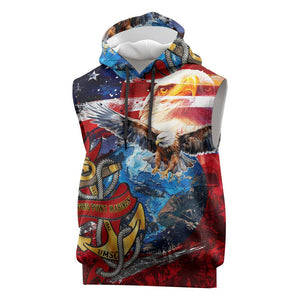Montford Point Marines Sleeveless Hoodie African American Eagle Anchor Tribute - African Pride