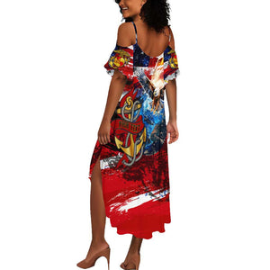 Montford Point Marines Summer Maxi Dress African American Eagle Anchor Tribute - African Pride