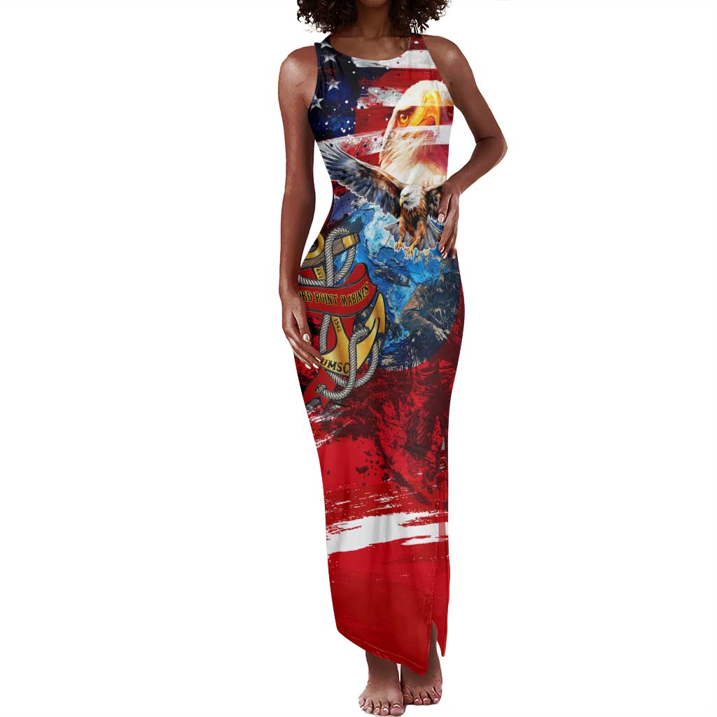 Montford Point Marines Tank Maxi Dress African American Eagle Anchor Tribute - African Pride