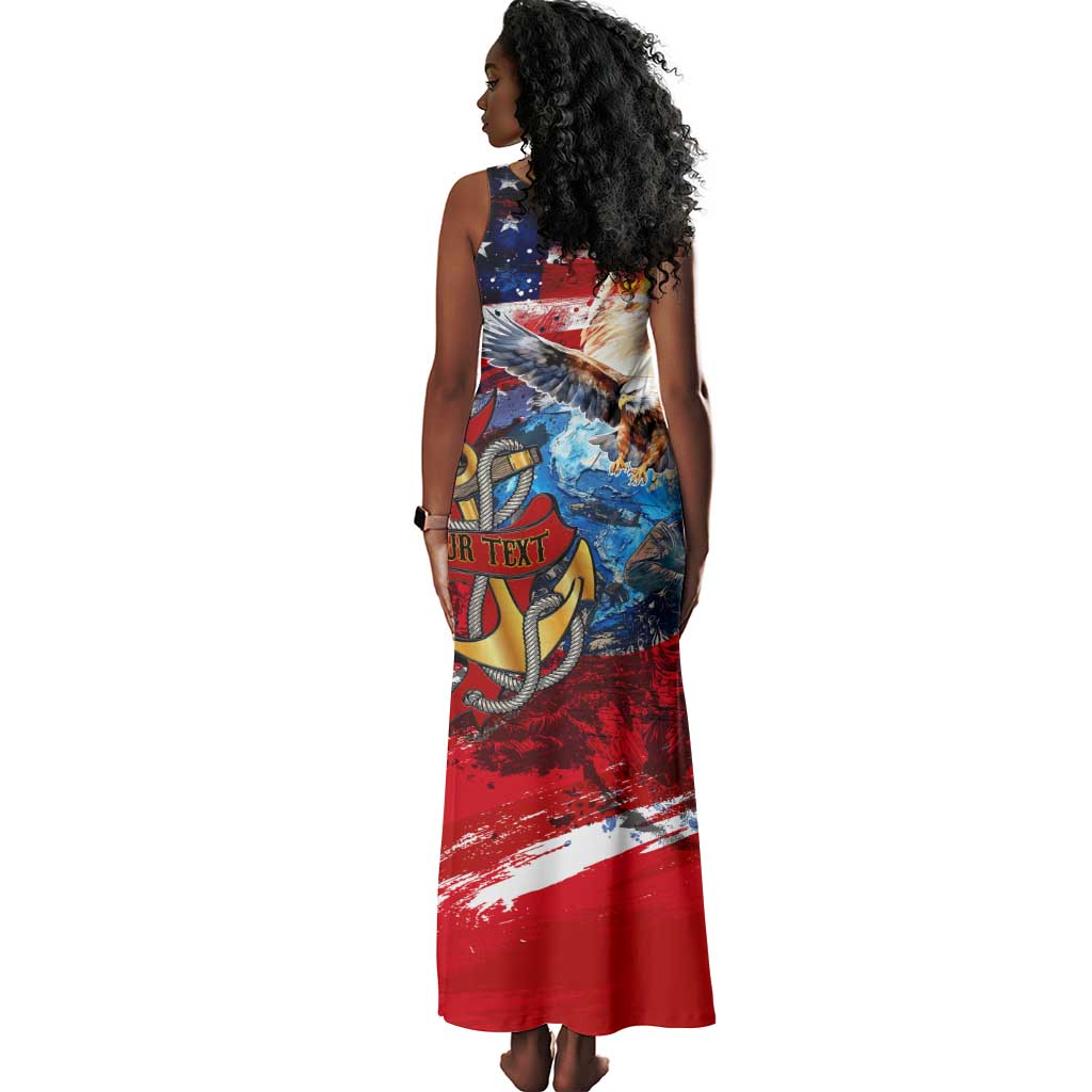 Montford Point Marines Tank Maxi Dress African American Eagle Anchor Tribute - African Pride