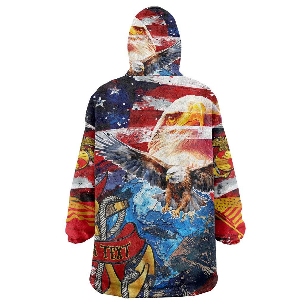 Montford Point Marines Wearable Blanket Hoodie African American Eagle Anchor Tribute - African Pride