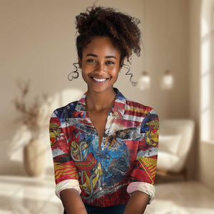 Montford Point Marines Women Casual Shirt African American Eagle Anchor Tribute - African Pride