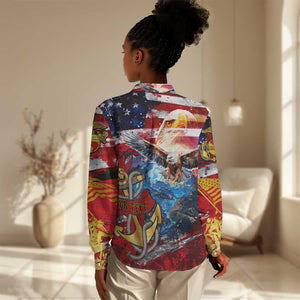 Montford Point Marines Women Casual Shirt African American Eagle Anchor Tribute - African Pride