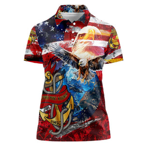 Montford Point Marines Women Polo Shirt African American Eagle Anchor Tribute - African Pride