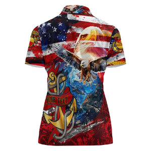 Montford Point Marines Women Polo Shirt African American Eagle Anchor Tribute - African Pride