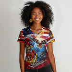 Montford Point Marines Women V-Neck T-Shirt African American Eagle Anchor Tribute - African Pride