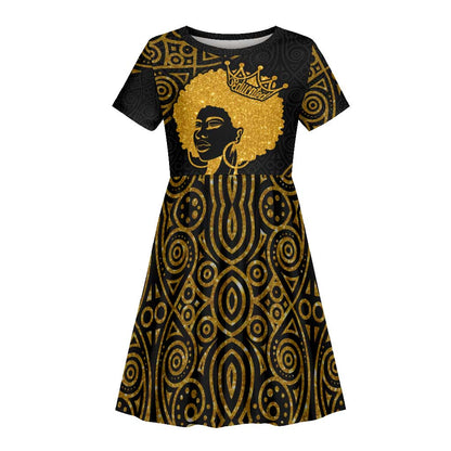 Educated Black Queen Kid Short Sleeve Dress African Women