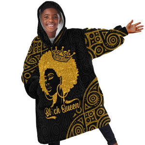 Educated Black Queen KId Wearable Blanket Hoodie African Women