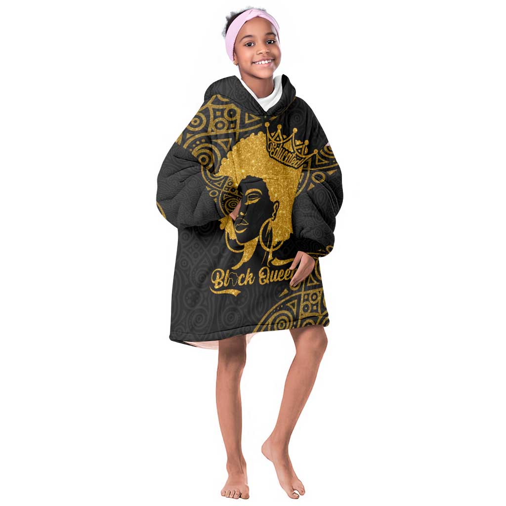 Educated Black Queen KId Wearable Blanket Hoodie African Women
