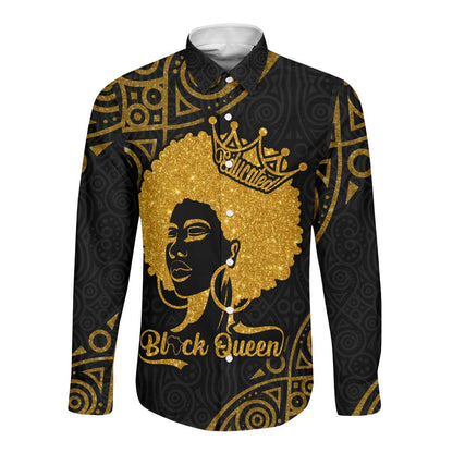 Educated Black Queen Long Sleeve Button Shirt African Women