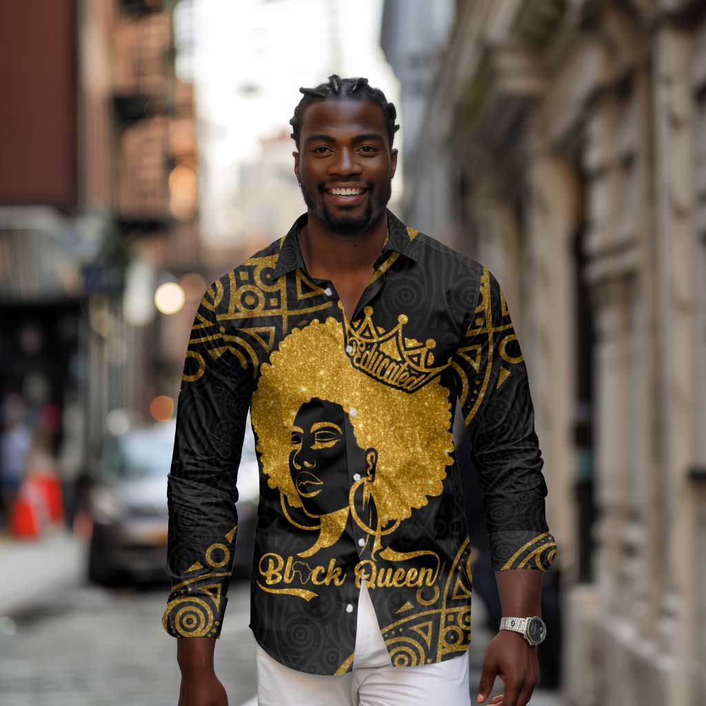 Educated Black Queen Long Sleeve Button Shirt African Women
