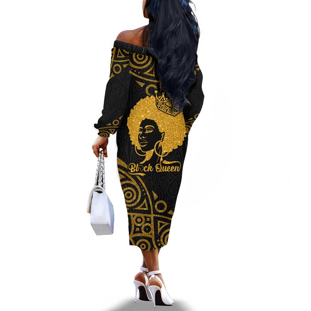 Educated Black Queen Off The Shoulder Long Sleeve Dress African Women