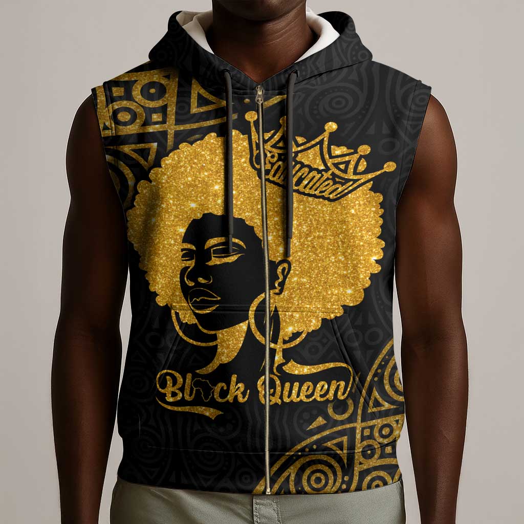 Educated Black Queen Sleeveless Zip Hoodie African Women - African Pride