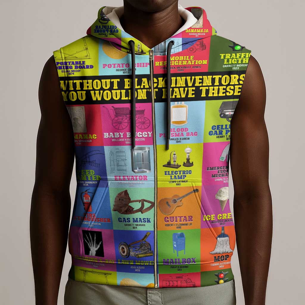 Black Inventions Sleeveless Zip Hoodie African-American Inventors - African Pride