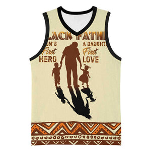 Black Father Basketball Jersey African Father with Son and Daughter - African Pride