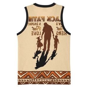 Black Father Basketball Jersey African Father with Son and Daughter - African Pride