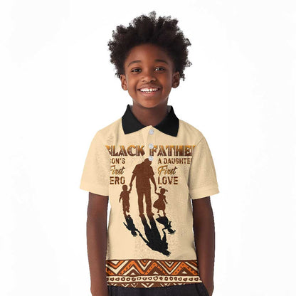 Black Father Kid Polo Shirt African Father with Son and Daughter