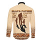 Black Father Long Sleeve Button Shirt African Father with Son and Daughter