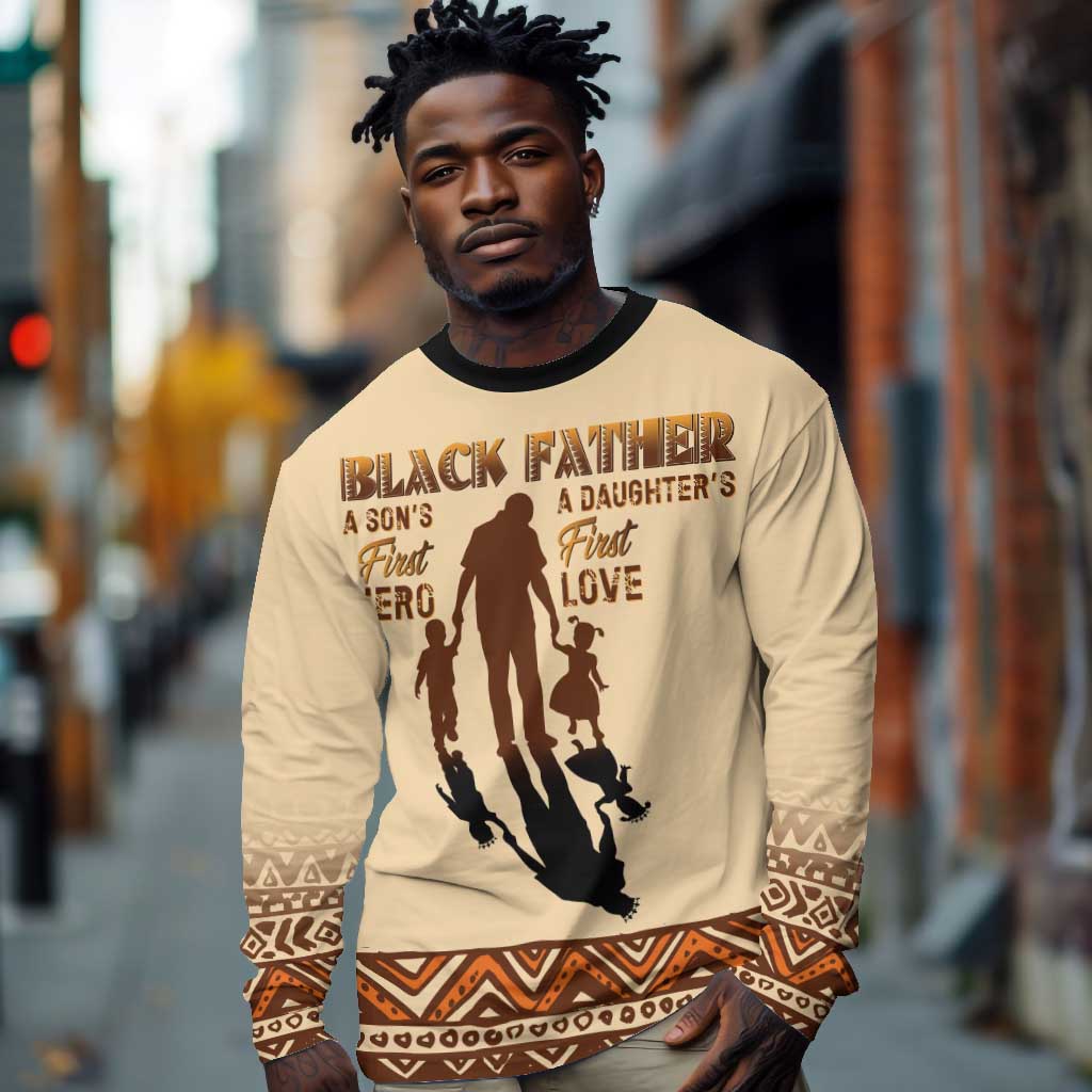 Black Father Long Sleeve Shirt African Father with Son and Daughter DT02